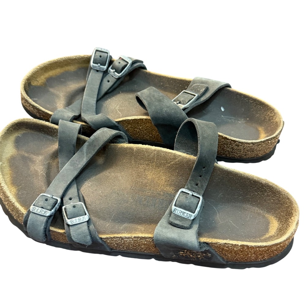 Birkenstock Salina Black Three Strap Buckle Sandals Mens 10.5 Womens 11.5